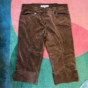 Vintage Y2K Trina Turk Capri Pants Brown Corduroy Like Fabric Buttons Size 10